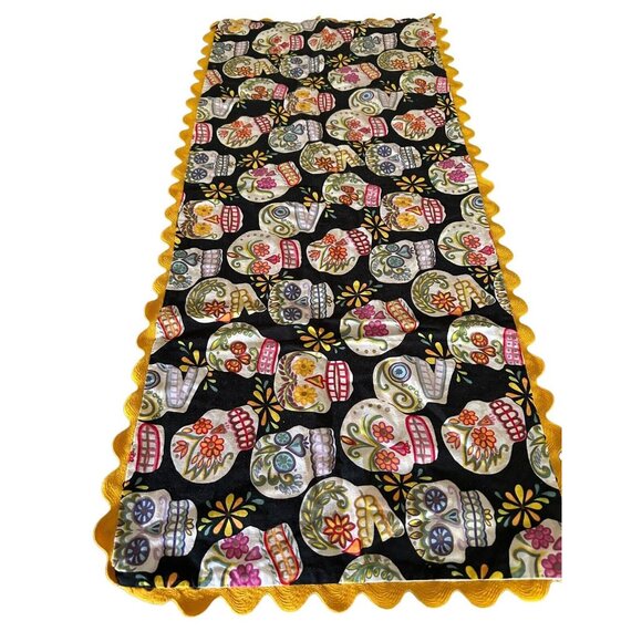 Alexander Henry Calaveras Handmade Textile Fabric Table Runner Dresser Scarf - Picture 3 of 6